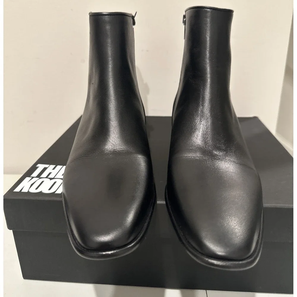 The Kooples Sze 42 US 8 Vestiaire Carry Over Smooth Leather Boots Side Zip Black